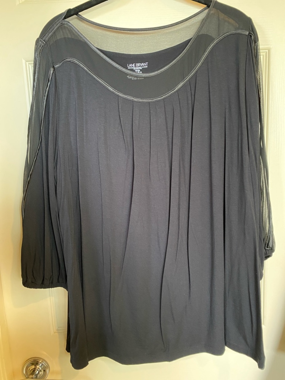 Lane Bryant Black Mesh Yoke Tunic Top